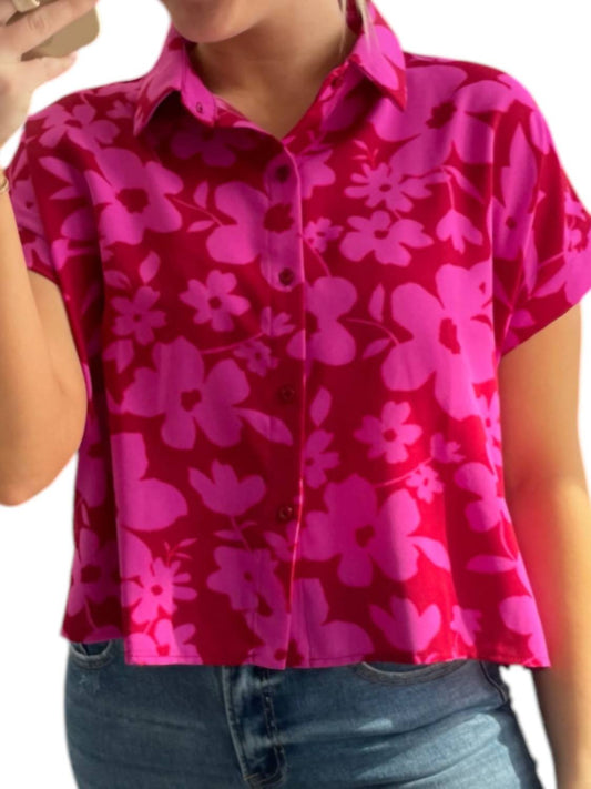 Gilli - Floral Collared Button Up Top