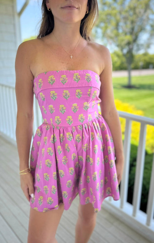 Mint - Strapless Chrysanthemum Romper