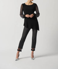 Joseph Ribkoff - Brena Puff Sleeve Asymmetrical Beaded Top