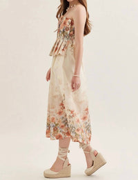 Entro - Floral Strapless Midi Dress