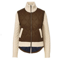 Veronica Beard PATRA MIXED MEDIA JACKET in mocha heathered sand - women's jacket - alternate view