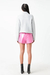 Grey Lab - High Waisted Faux Leather Shorts