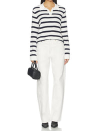 Stitches & Stripes Beth Long Sleeve Polo in chalk combo - women's long sleeve top - view 4