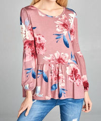 Tea N Rose - Floral Print Baby Doll Blouse