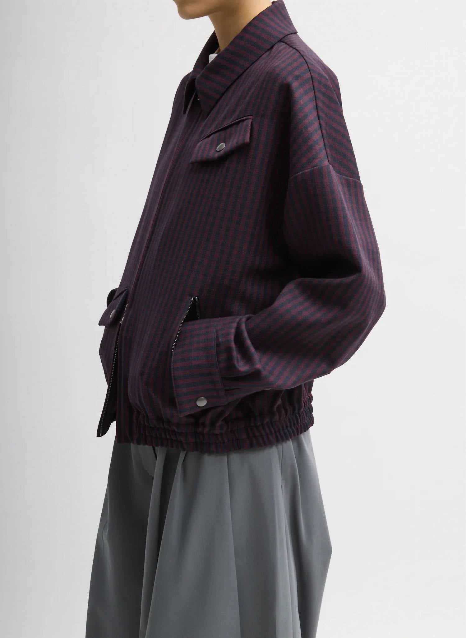 Tibi - Jules Wool Gingham Bomber Jacket
