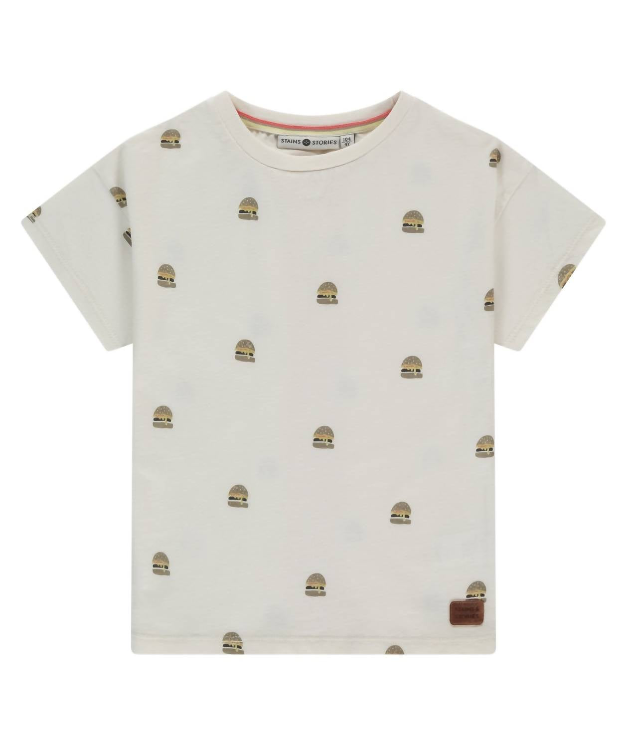 babyface Boy's Burger Icon Short Sleeve T-shirt in off white - kids' t-shirt