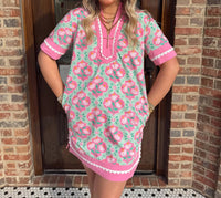 Tcec - Floral Print Caftan Shift Mini Dress
