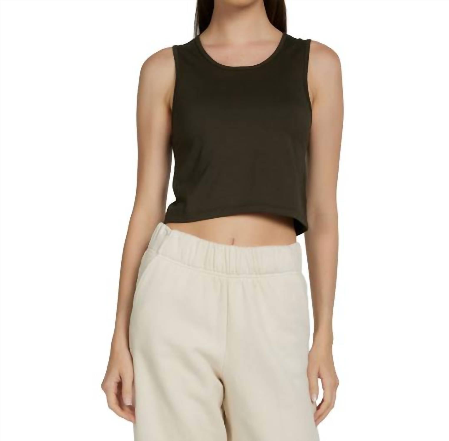 LES TIEN Talya Crop Tank in forest - women's tank top