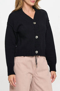 Reneec. - Thick Knit Long Sleeve Cardigan with Buttons