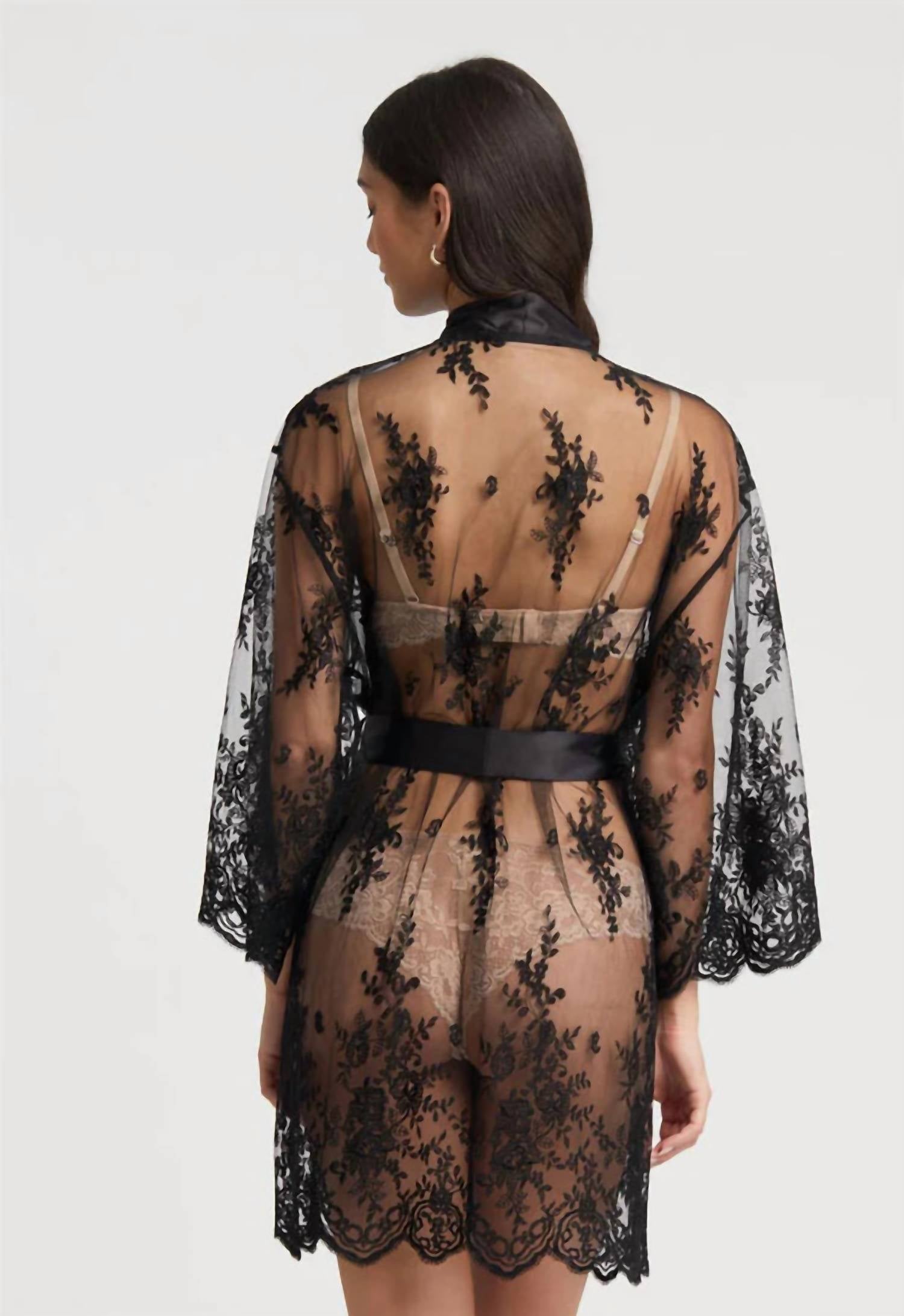 Rya Collection Darling Lace Cover Up Robe in black - women's intimate - alternate view