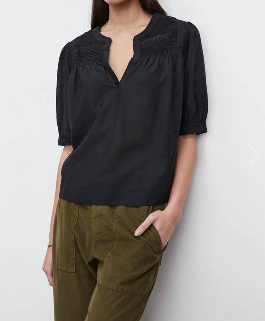 Velvet By Graham & Spencer - Marci Embroidered Split Neck Top