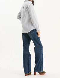 Tyler Boe - Gwen Pinstripe Ruffle Neck Shirt