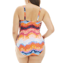 Kenneth Cole - Plus Size Macrame Side Plunge One Piece Swimsuit