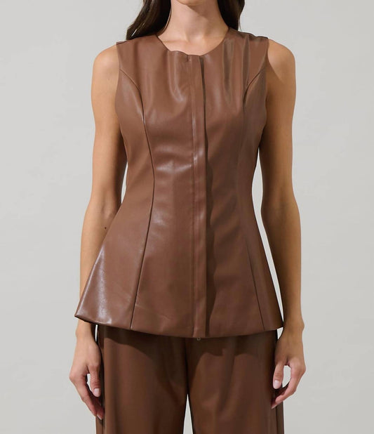 Sugarlips - Anisa Leather Maize Sleeveless Top