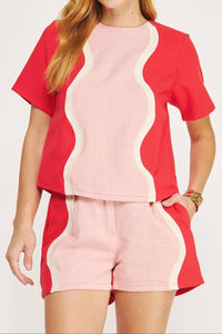 Strut & Bolt - Wavy Contrast Color Block Tee Top