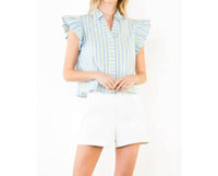 Thml - Flutter Sleeve Striped Button Top