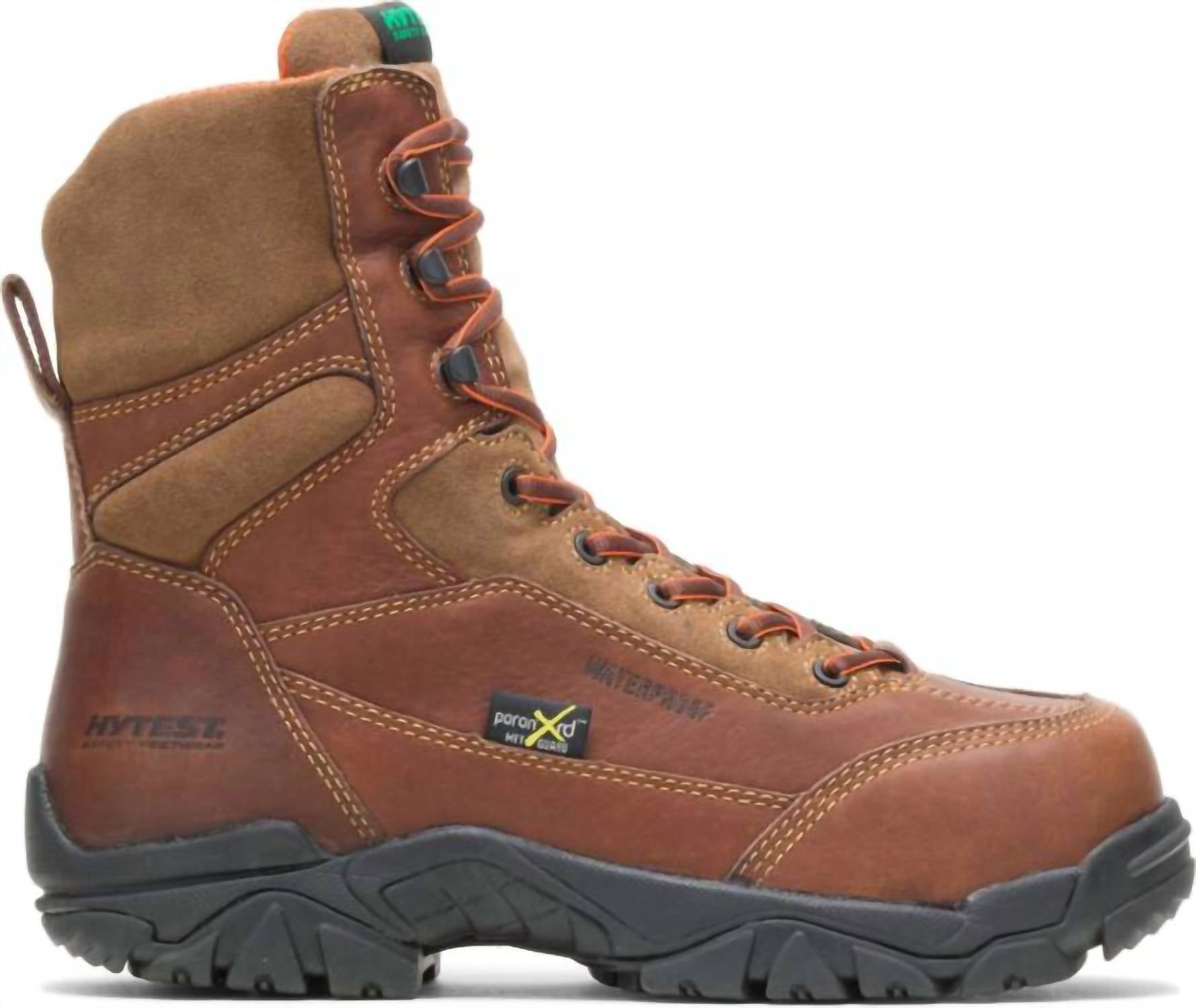 HYTEST Men's Apex Mid Lace-up Composite Toe Safety Work Boots in brown - men's boots - detail view