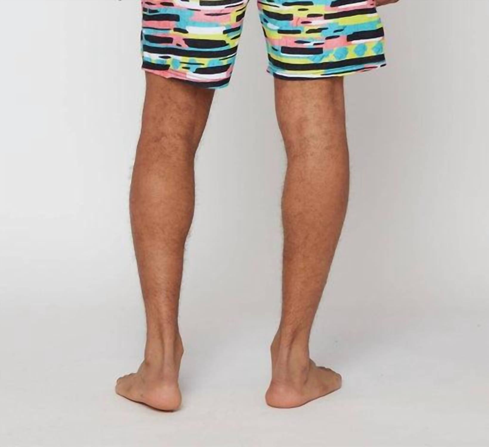 Maui & Sons Line Up Swim Shorts in blue multi - men's swimwear - detail view