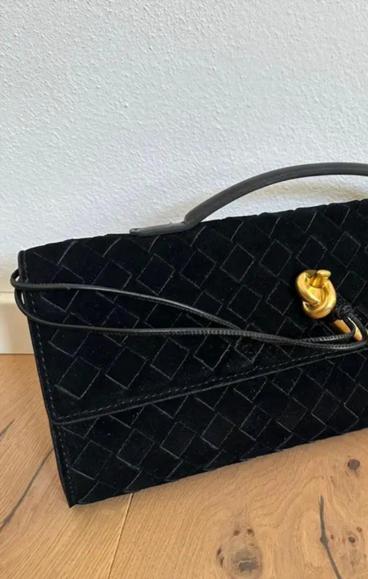 Mint Exclusives Women's Suede Knot Clutch Bag in black - women's bag - detail view