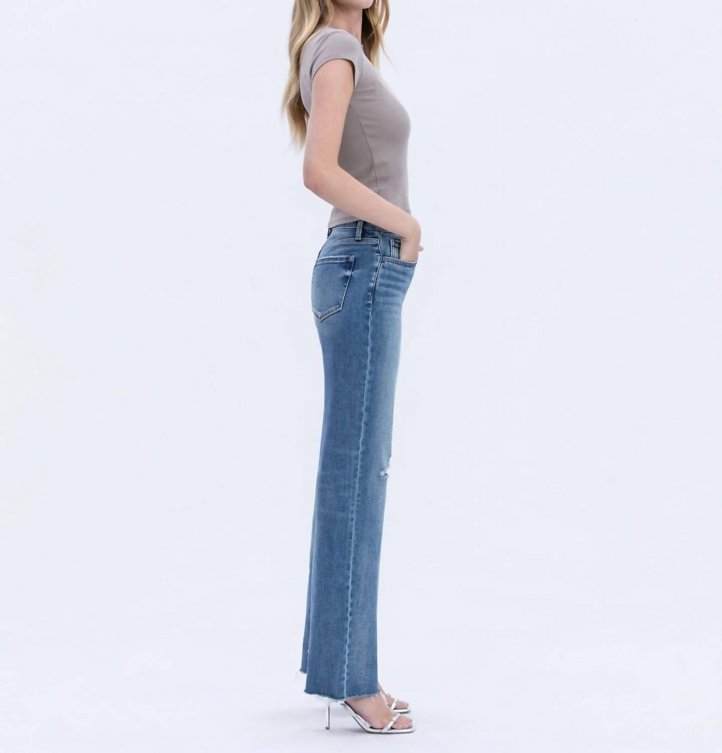 Flying Monkey - Cape May Hem Slim Wide Jeans