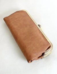 MiMi Wholesale Women's Karen Kiss Lock Clutch Bag in tan - women's bag