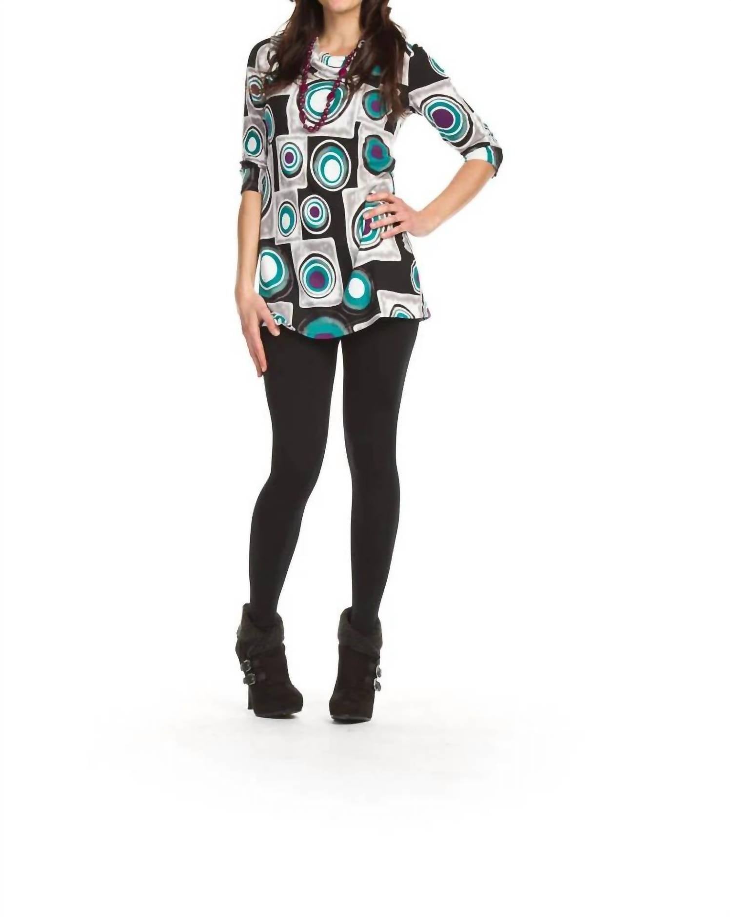 Papillon - Drape Collar Geometric 3/4 Sleeve Tunic