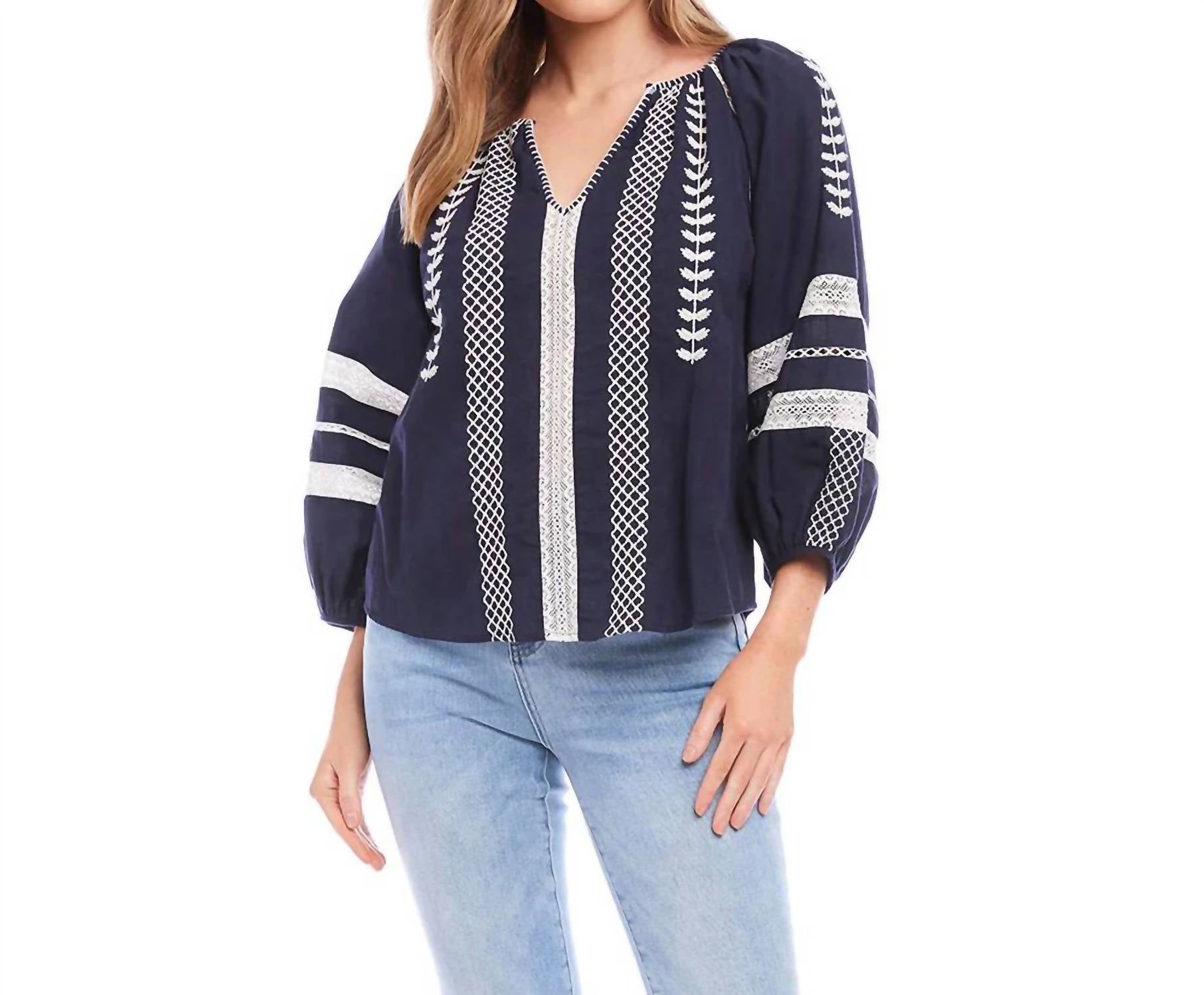 Karen Kane - Nora Embroidered Peasant Top