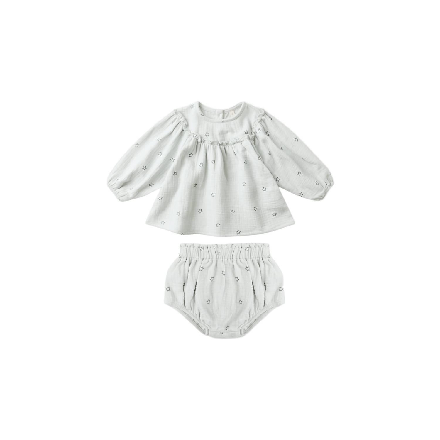 Quincy Mae Girls Mia Top & Bloomer Set in twinkle blue - item