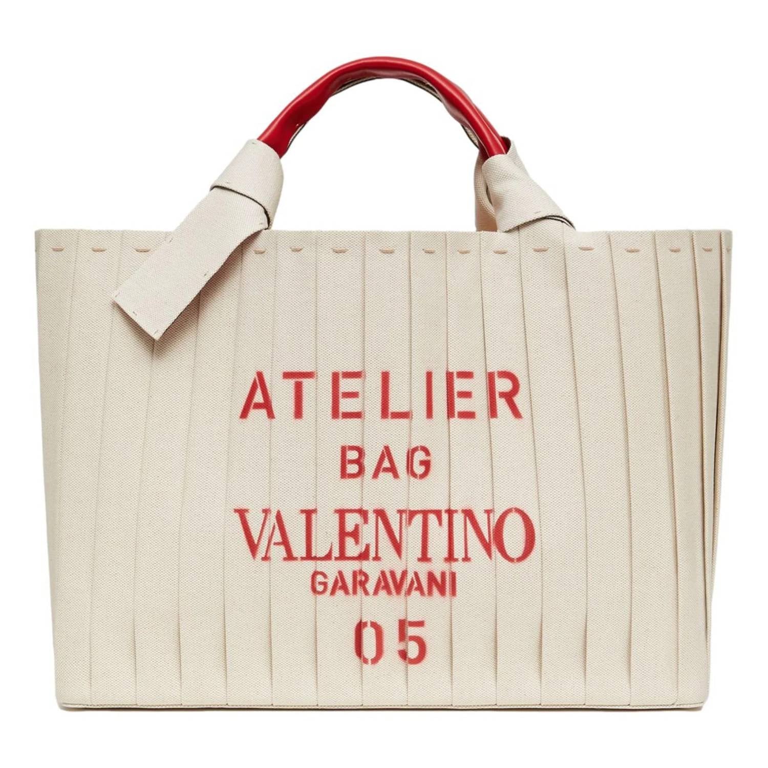 Valentino Garavani - Women's Plissé Edition Sac Atelier Large Canvas Tote Bag