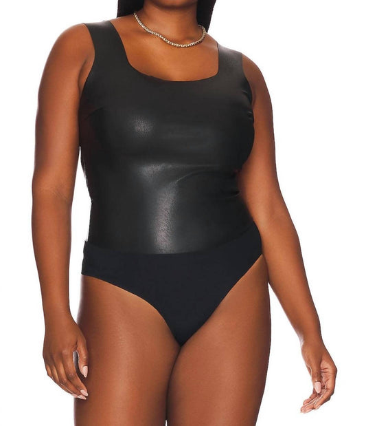 Commando - Faux Leather Squareneck Bodysuit