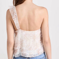 Ramy Brook Maureen One Shoulder Ruffle Top in ivory tan floral - women's blouse - view 4