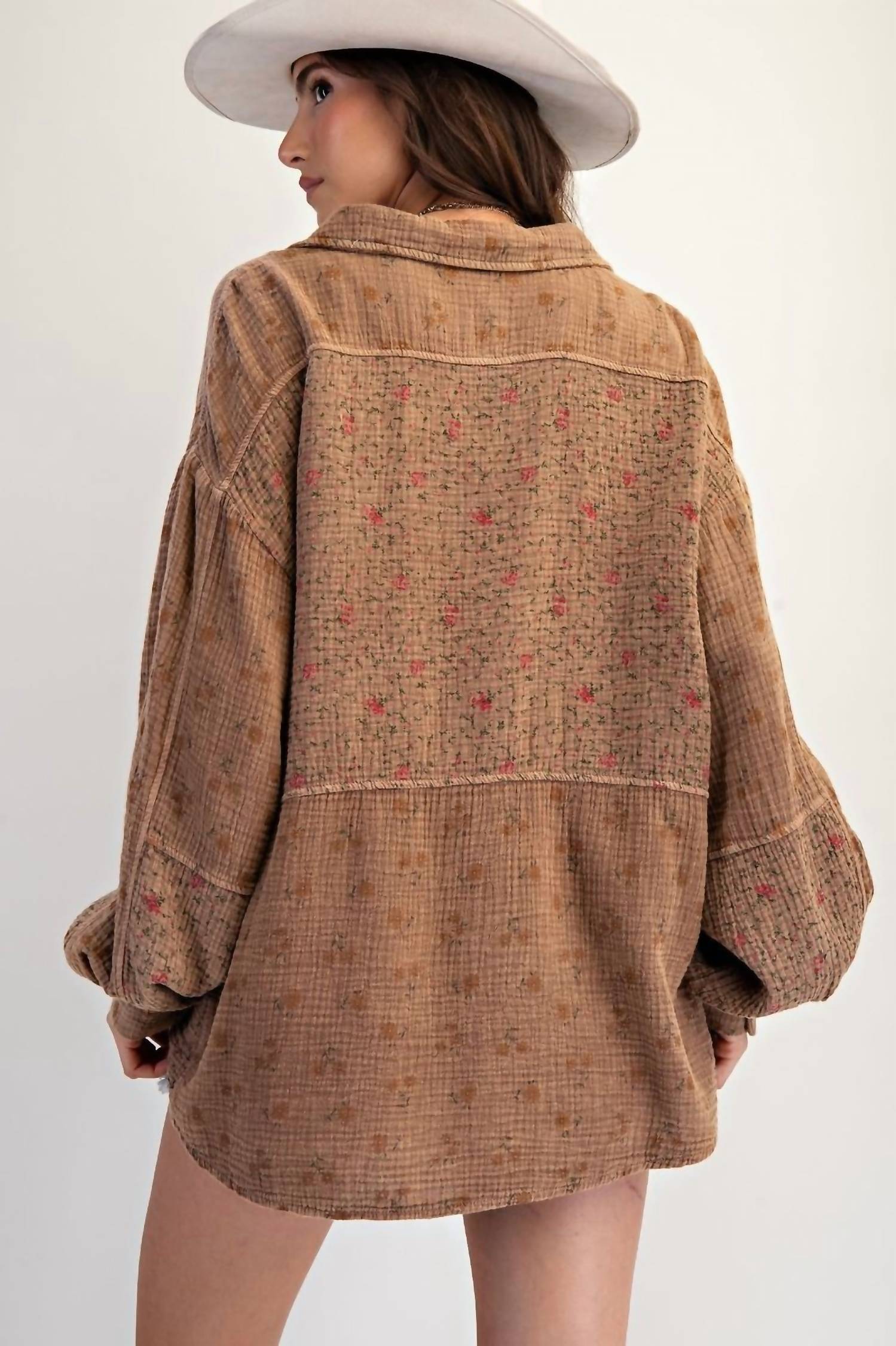 Easel - Floral Gauze Top