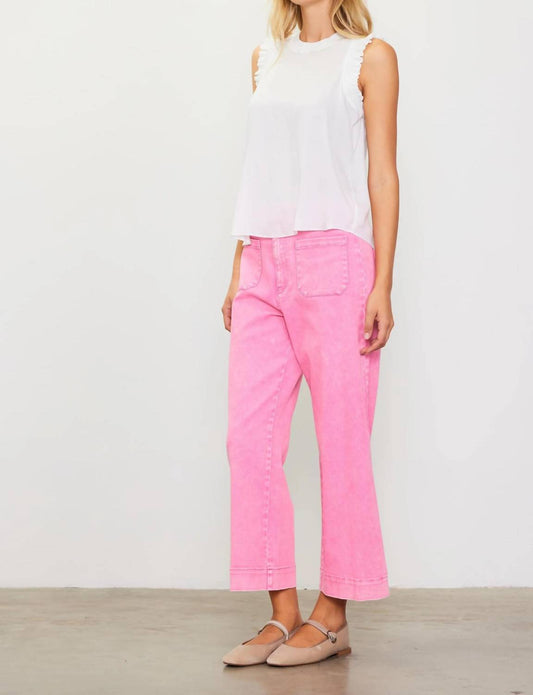 Skies Are Blue - Washed Twill Wide Leg Pants