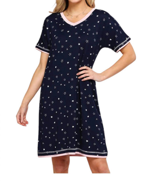 Ninexis - V-Neck Short Sleeve Sleepshirt