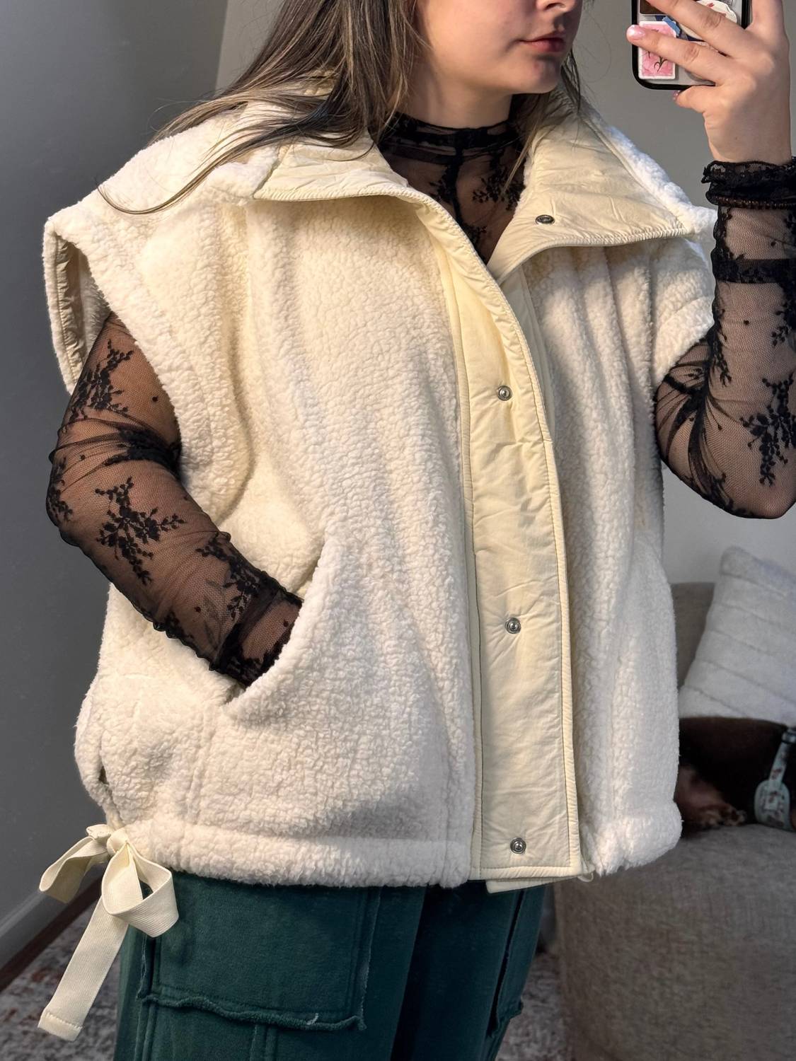 Star Drop - Shawn Oversized Sherpa Vest with Side Ties