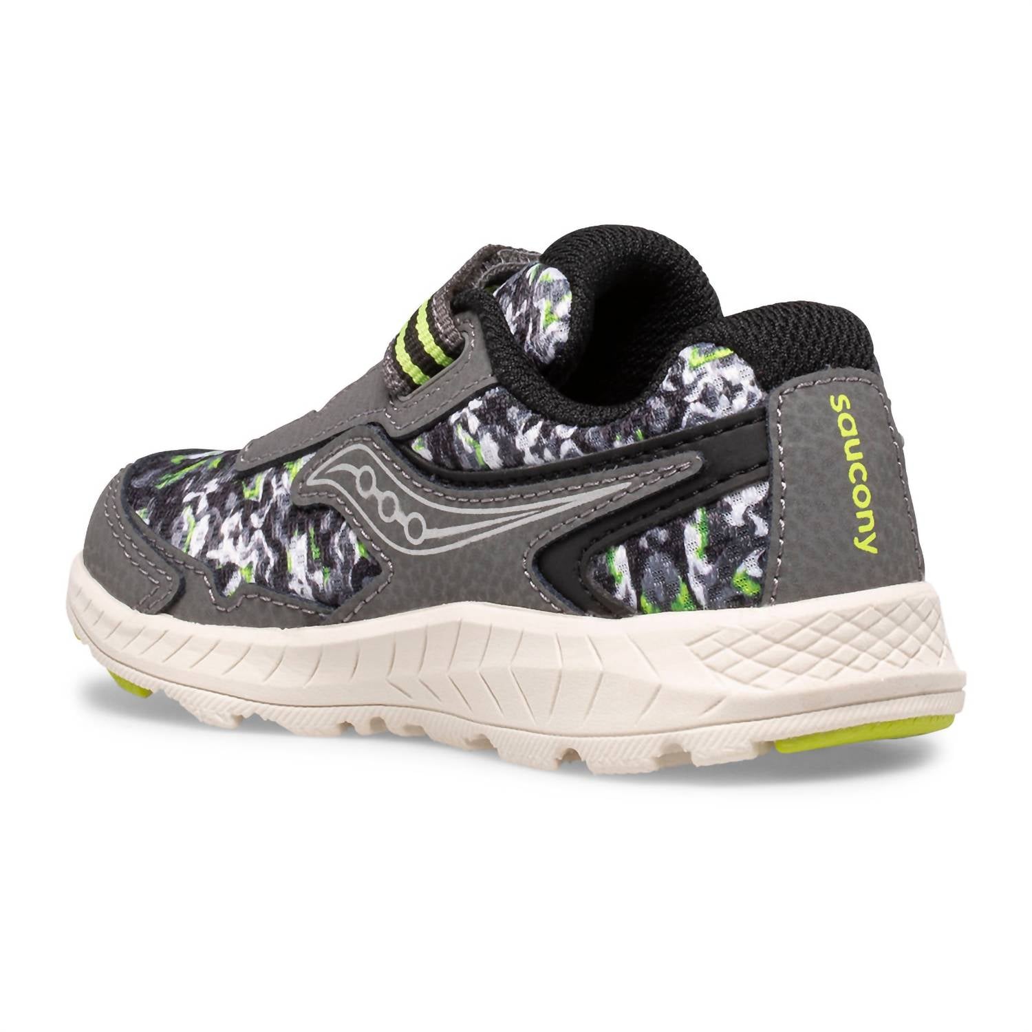 SAUCONY Toddler's Ride Sneakers in olive camo - kids' sneaker - detail view