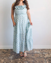 Peach Love - Julia Floral Ruffle Detail Maxi Dress