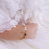 Cherished Moments - Kid's Mae Cross Pearl Bracelet