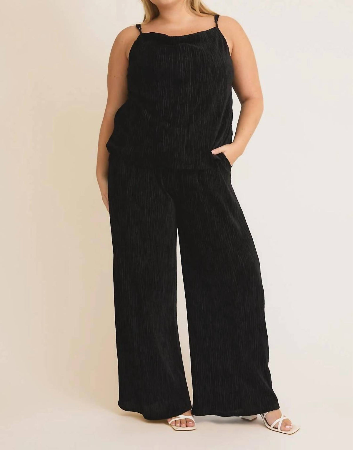 Gilli - Velvet Cowl Neck Pant Set