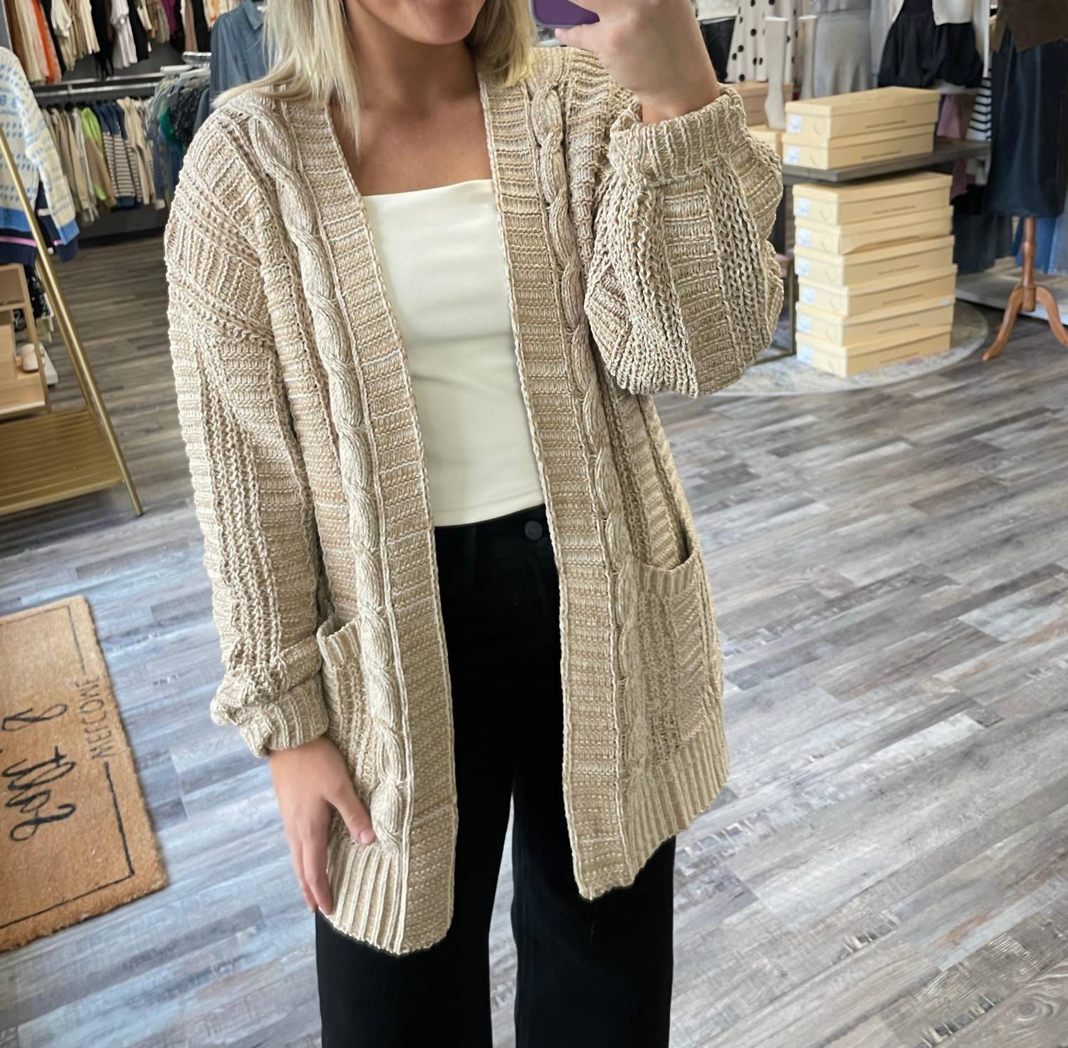 Very J - Two Tone Chenille Cardigan