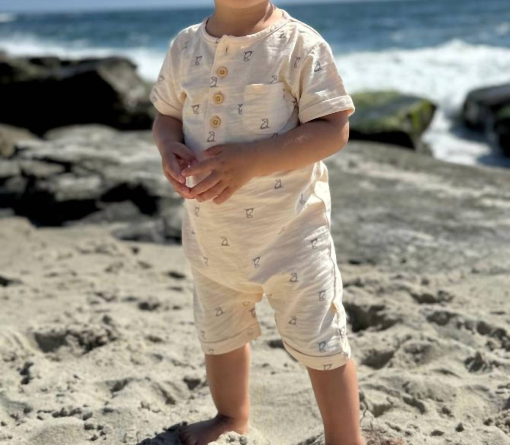 Me & Henry - Boy's Martingale Henley Romper