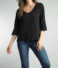 Tempo Paris - Linen Top With Fringe