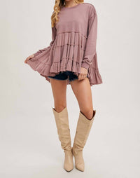 Bluivy - Women's Tiered Ruffle Hem Sweatshirt