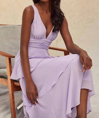 Lulus Celebration Time Sleeveless Tiered Midi Dress in lavender - women's dress - view 5