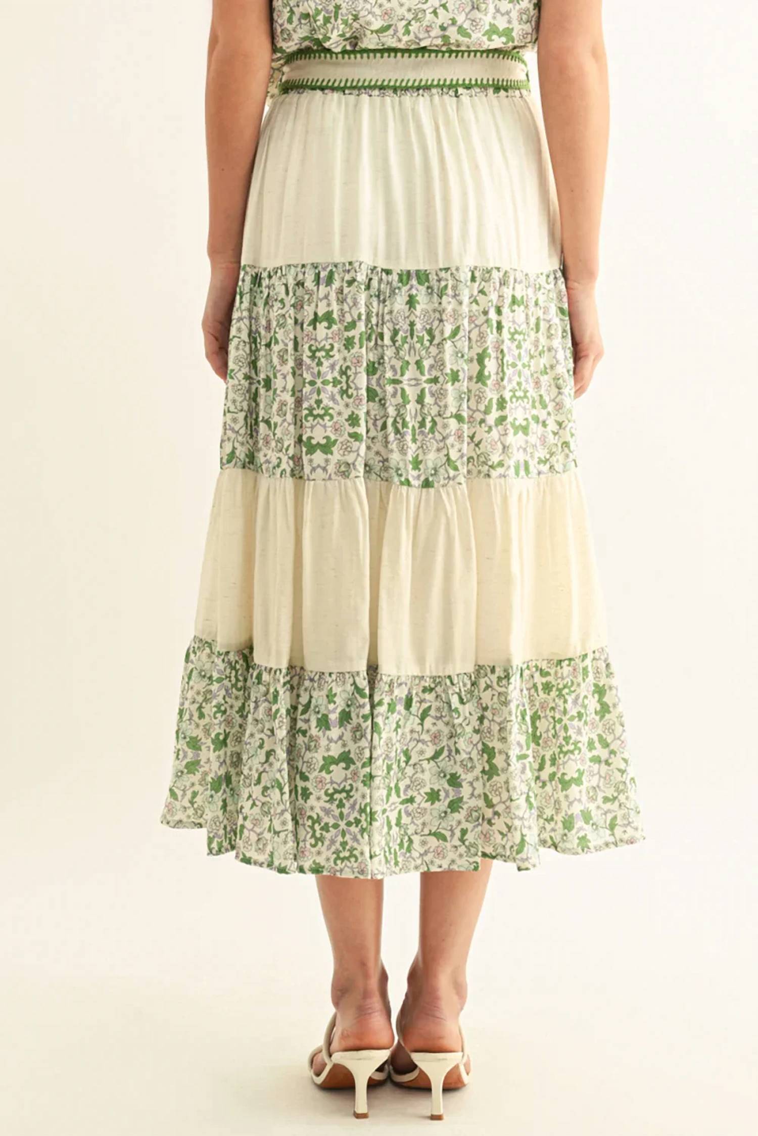 Adelyn Rae - BLAIR MIXED MEDIA FLARED MIDI SKIRT