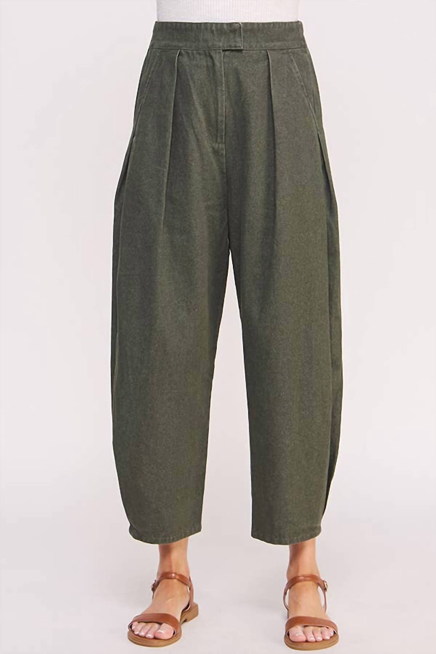 Jade By Jane - High Waisted Pleated Baggy Ankle Length Trousers