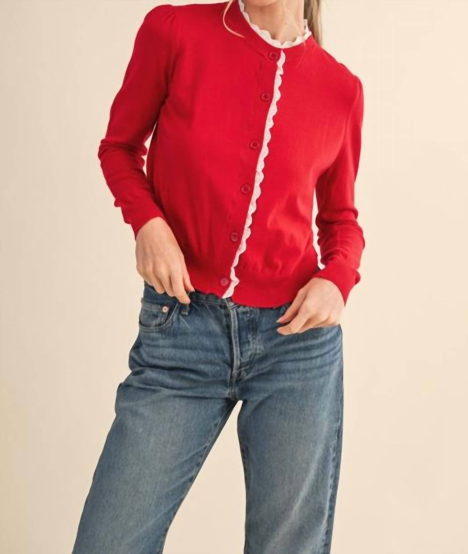 &Merci - Lace Trim Cardigan