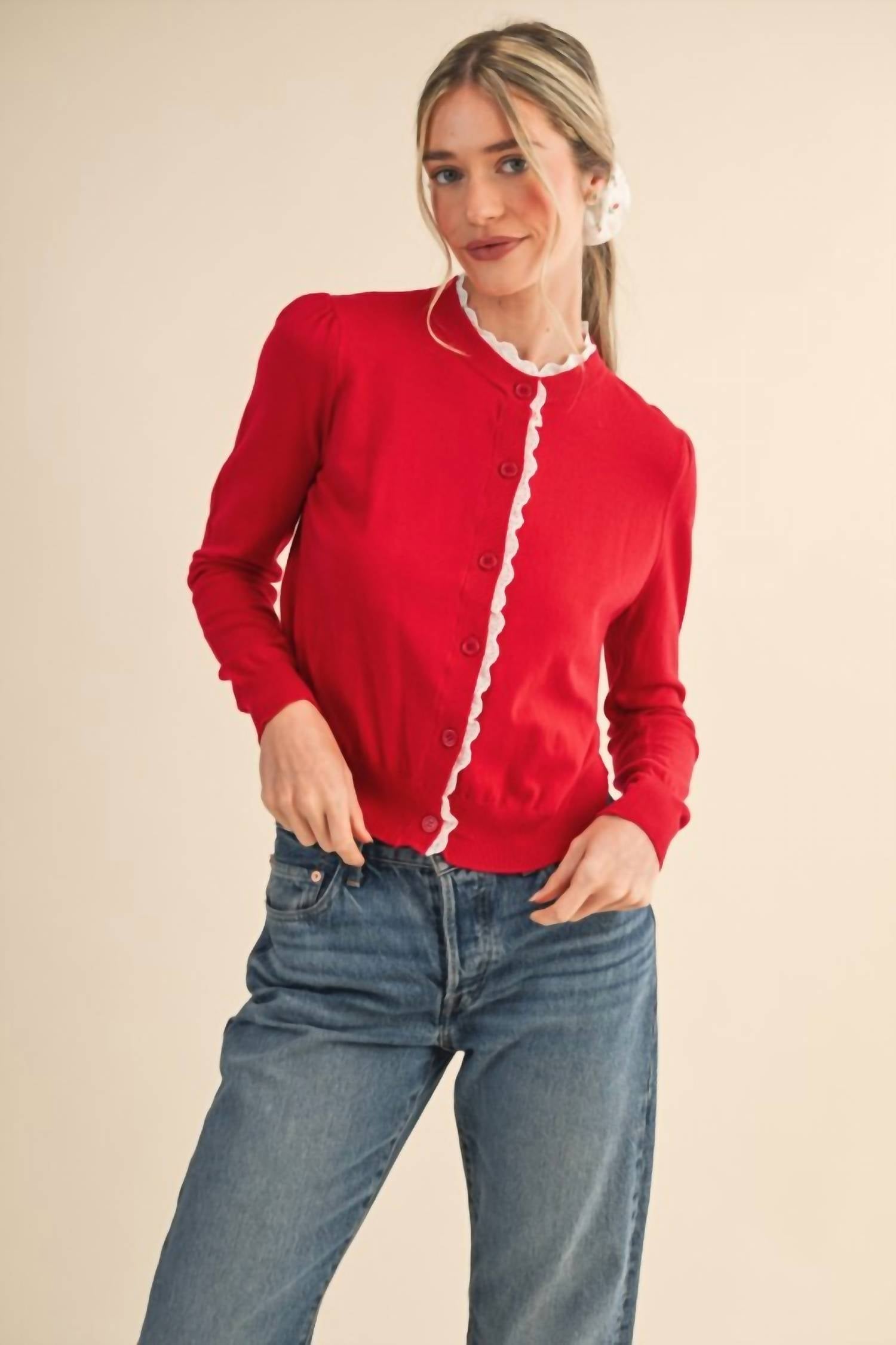 &Merci - Lace Trim Cardigan