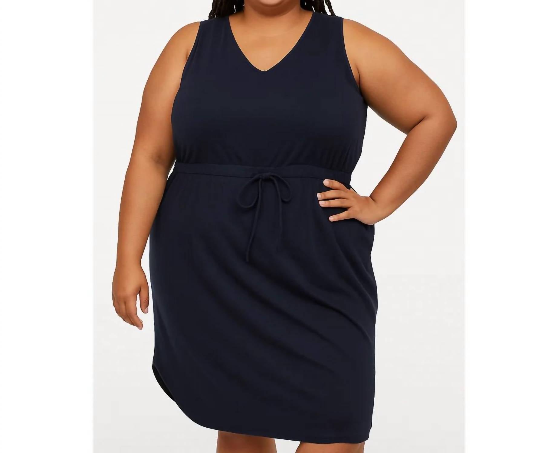Zenana - Cotton Sleeveless Drawstring Waist Dress - Plus