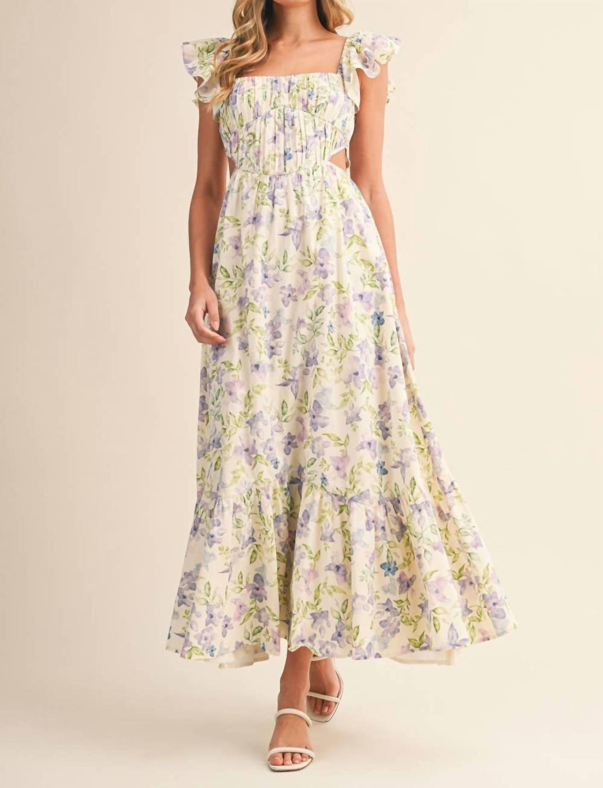 Klesis - Flower Frill Maxi Dress
